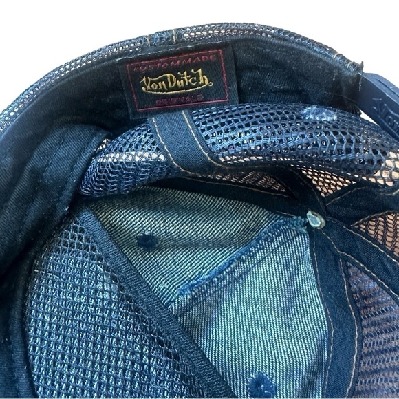 Von Dutch Original Denim Snapback Trucker Hat EUC - Picture 3 of 5